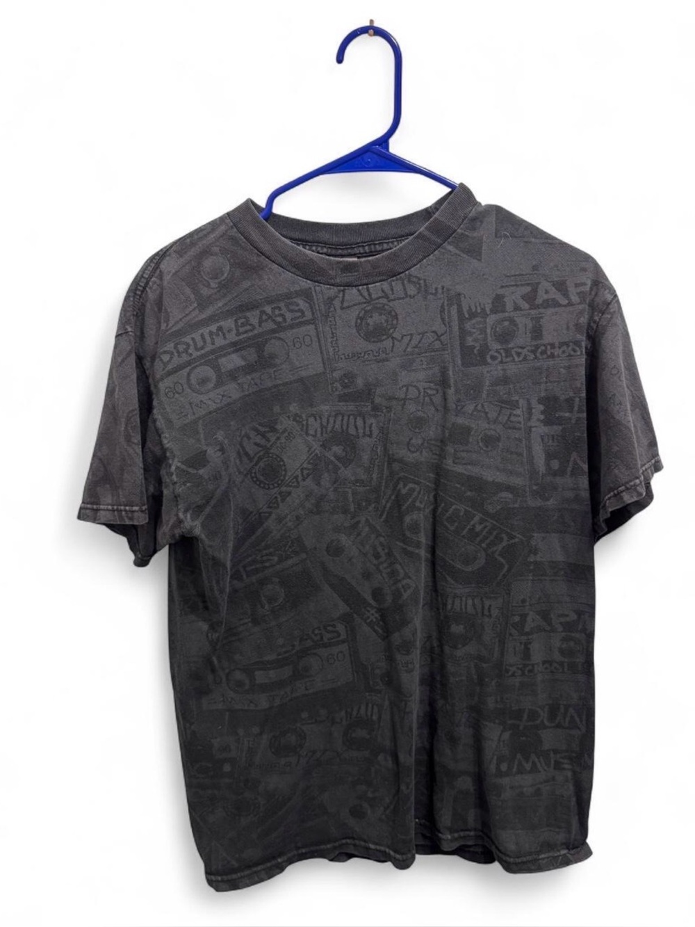Vintage Tennessee River Y2K Faded Black All Over Graphic Tee Men’s M